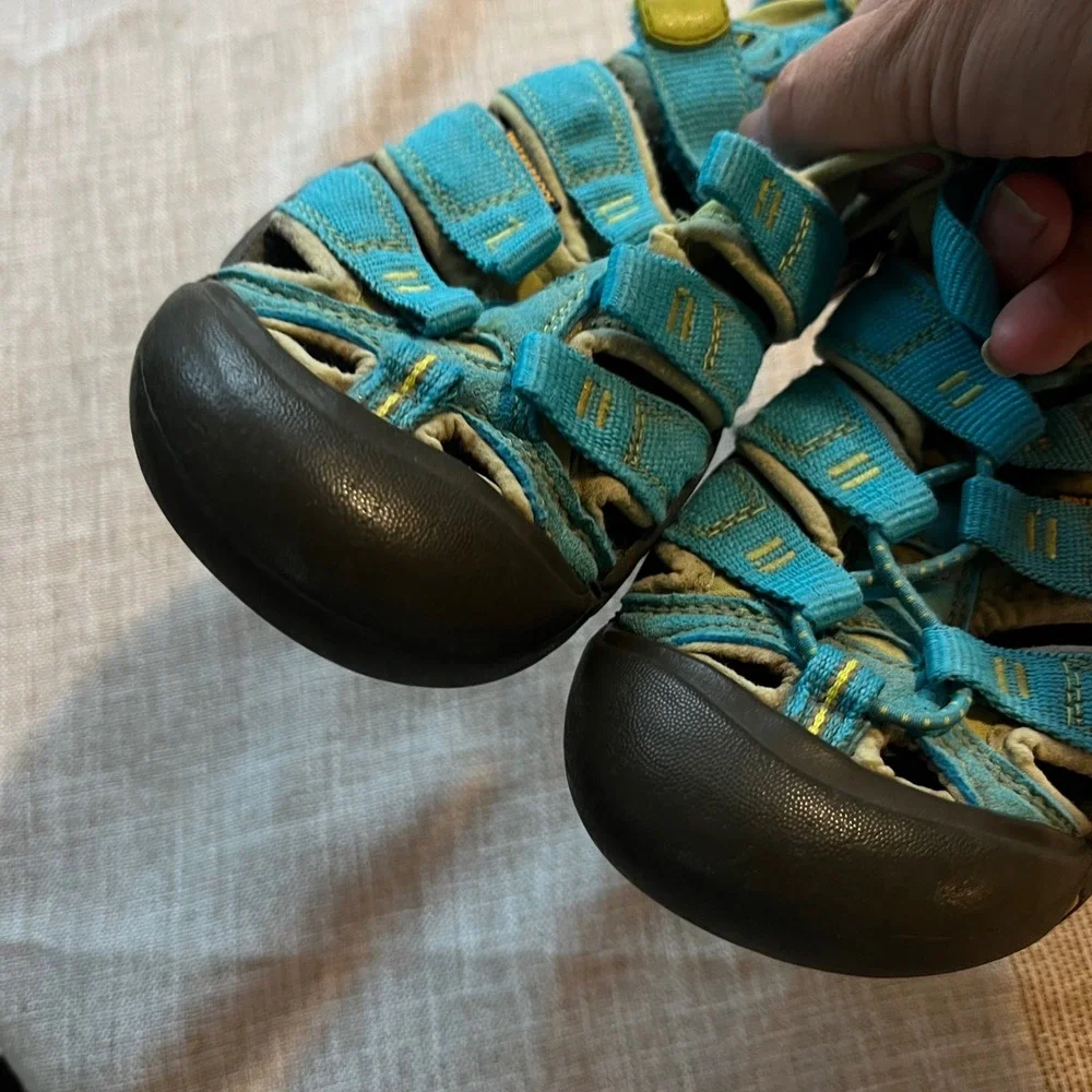 Keen Newport H2 Kids Waterproof Sandals Blue Lime Green Size 2 1012314